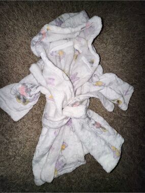 Disney Soft White Hooded Baby Robe with Pastel Prints